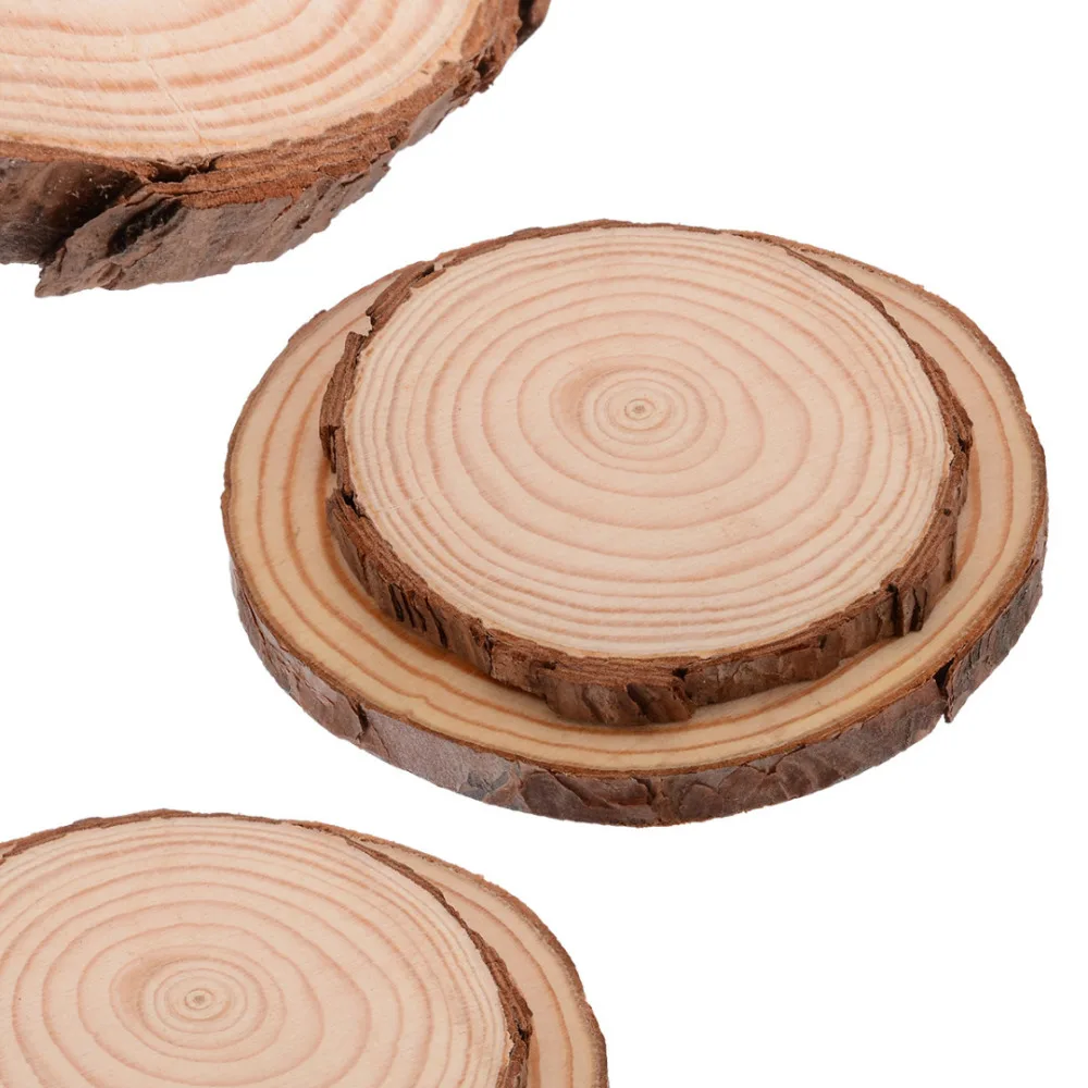 

DIY Wooden Slice Cup Mat Natural Round Coaster Tea Coffee Mug Drinks Holder For DIY Tableware Decor