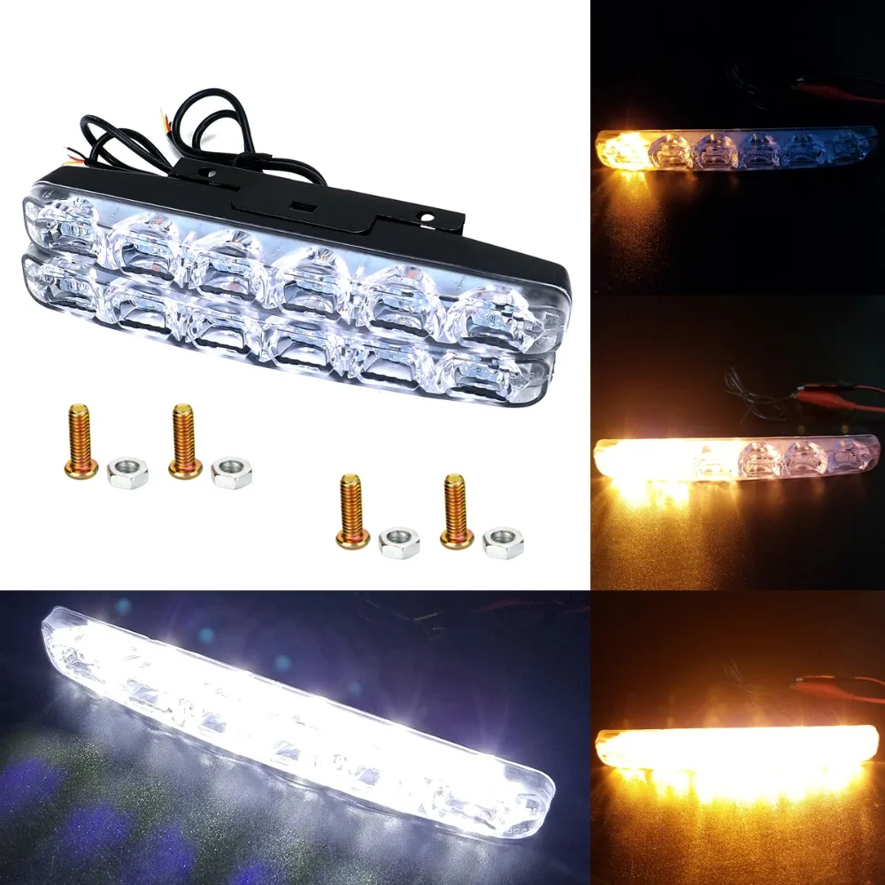 

2Pcs Universal LED DRL Daytime Running Light 6LED Waterproof Super Bright Auto Driving Light External Light fog lights Head lamp