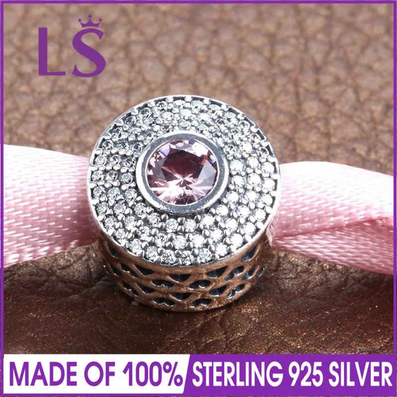 

LS High Quality 100% S925 Silver Blush Pink Radiant Splendour Charm Fit Original Bracelets Pulseira Encantos.100% Fine Jewlery W
