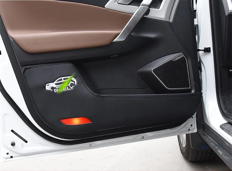 Анти-kick pad двери кожа анти-kick наклейки интерьер автомобиля защитная пленка наклейки для Geely Atlas Emgrand X7 Sport - Цвет: black 4pcs