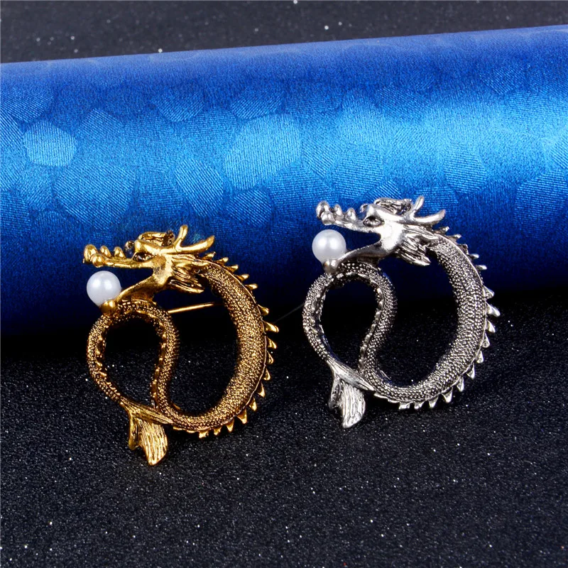 

MISANANRYNE Pin Badge Retro European and American High-end Men's Suits Vintage Badge Brooch Jewelry Alloy Dragon Totem Brooch