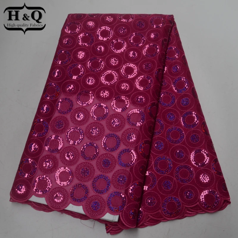 

Fuchsia Organza Lace Fabric Hot Sale Swiss Voile Lace With Sequins High Quality African Lace Fabrics 5 Yards For Wedding/Party