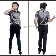 Новое поступление Для мужчин короткий рукав Свадебные Жених Шелковый Рубашки для мальчиков 9 Цвета жених рубашка(тонкий и свободные) m282