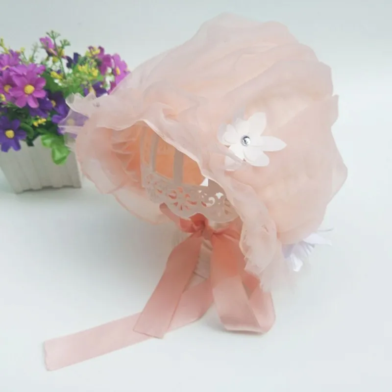 

2018 New Infrant Newborn Baby Flower Hat Girl Princess Pink Cap Infant Cotton Cap