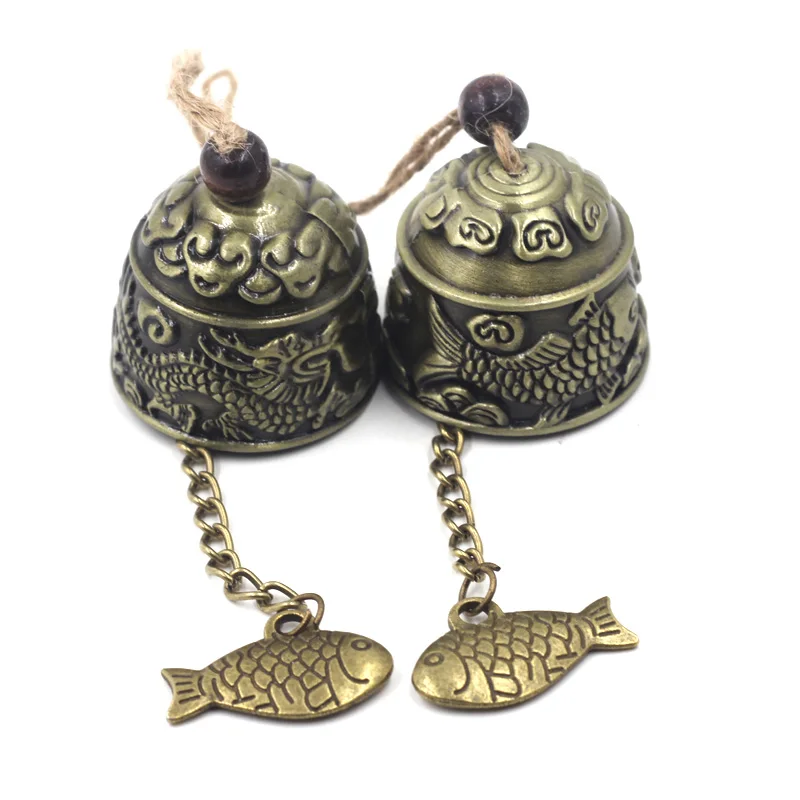 

Metal Small Wind Chimes Cool Vintage Dragon Fish Pattern Car Door Bed Hanging Bell Pendant Home Garden Chinese Style Decoration