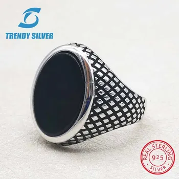 

rose gold silver 925 fine jewelry man rings men accessories turquoise gemstone natural onyx agate wholesale TRENDY SILVER TCR852
