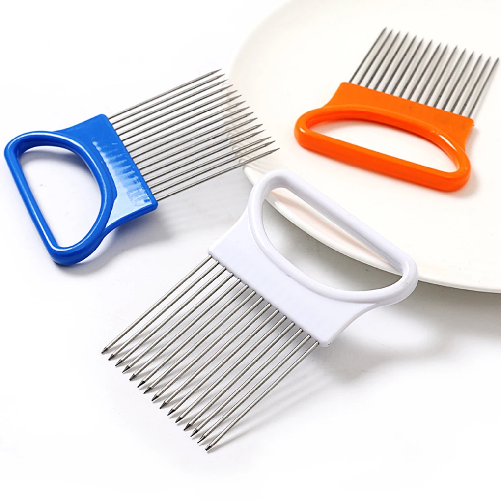 

3 Color Vegetable Fruit Beef Onion Slicer Cutting Holder Slicing Cutter Stainless Steel Meat Needle 10.6*7.8cm