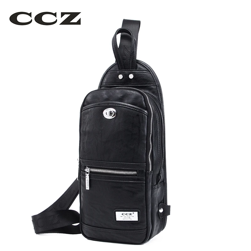 

CCZ 2017 New Shoulder Bag Mens Crossbody Bag PU Leather Chest Pack Men bags Fashion Casual Trending Bolsa SL8010