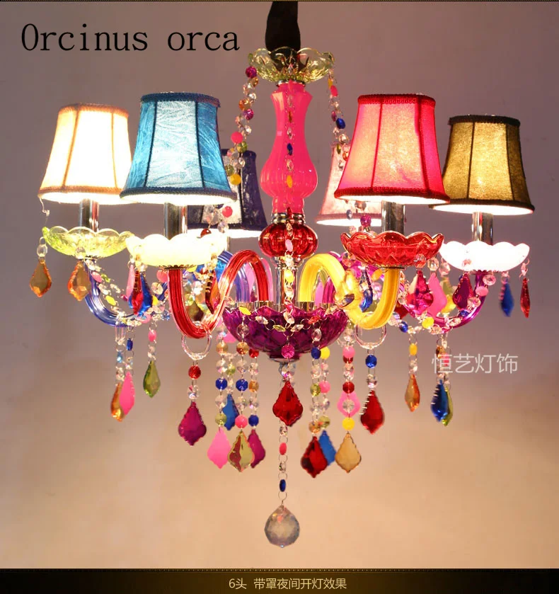 

Color decorative candle chandelier crystal lamp K9 European children's room girls room creative bedroom dining room Chandelier
