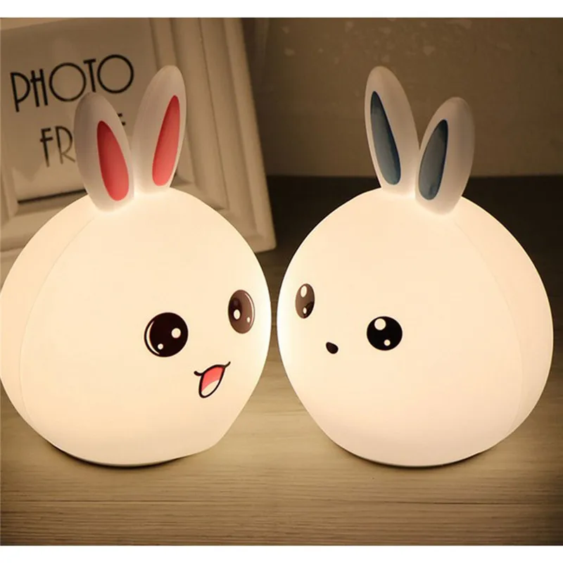 

Hot Sale LED Night Light Rabbit Shape Night Lamp For Children Baby Kids Bedside Lamp Multicolor Touch Sensor Control Nightlight