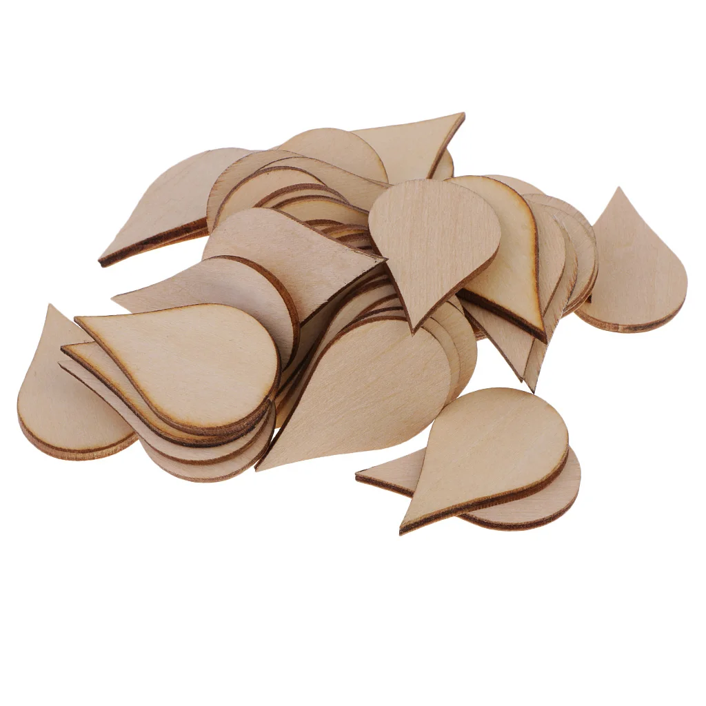 Wooden MDF Drop Shapes Craft Blank Wood Embellishment for Scrapbooking Wedding Party Baby Feet Christmas Decorations DIY