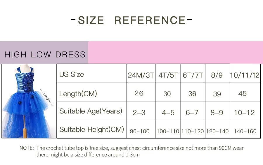 Royal Blue Flowers Girls Tutu Dress High Low Ice Princess Tulle Dress for Wedding Pageant Party Handmade Baby Photo Costume (1)