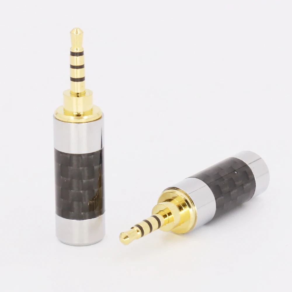 2pcs carbon fiber Gold plated 4pole 2 5mm Stereo Headphone Plug 2 5mm stereo Male Repair headphone Jack Plug Audio Soldering