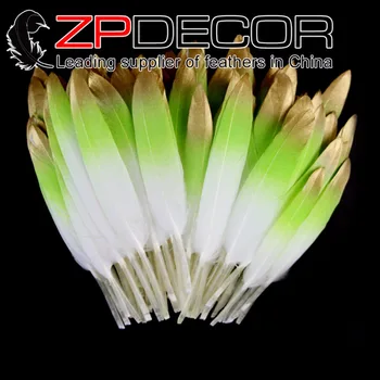 

ZPDECOR 100 pcs Painting Glitter Golden Hand Select Premium Quality Duck Cochettes Lime Green Pack Feathers for Carnival