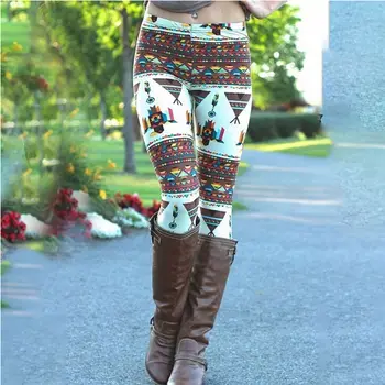 

8 Styles Women's Nordic Deer Snowflake Knitted Leggings Pants Elastic Lady's Hot Sale Leggings Multiple Color