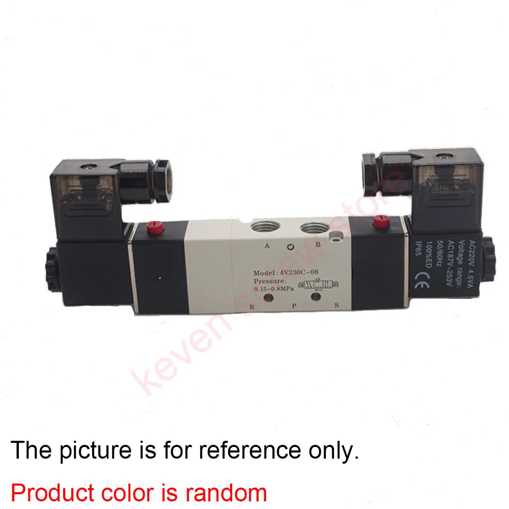 

1pcs 1/4" Ports 4V230C-08 DC 12V 24V AC 220V 110V 3 Position 5 Way Air Solenoid Valve