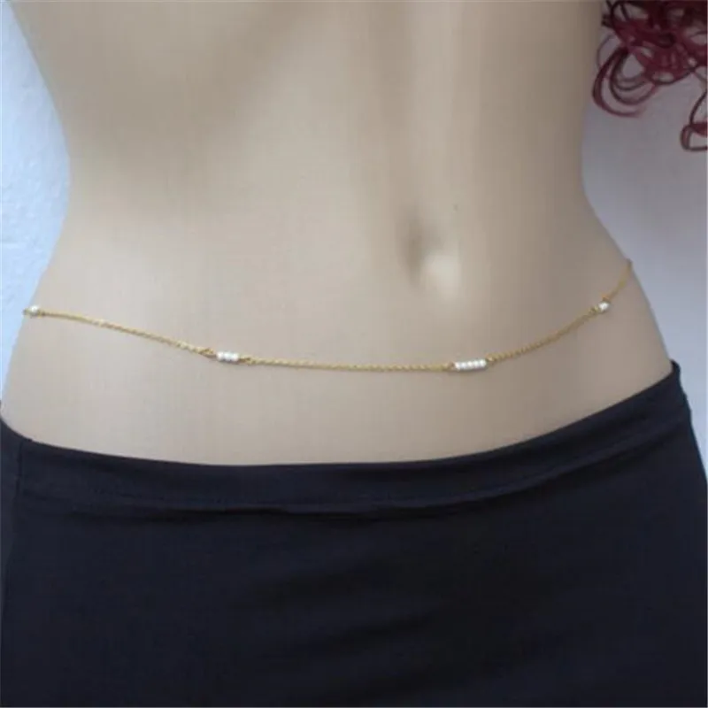 Women's Fashion Waist Chain Belt Metal Gold Leaf Body Chain Bikini Decor