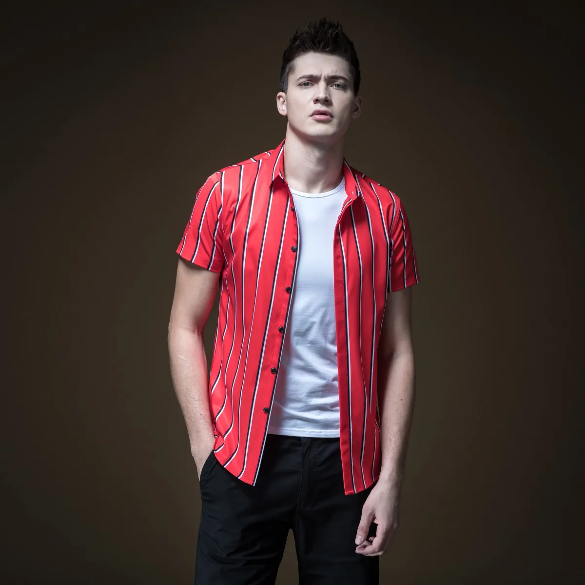 2018 Camisa Social Product новая летняя популярная куртка в полоску для молодых мужчин