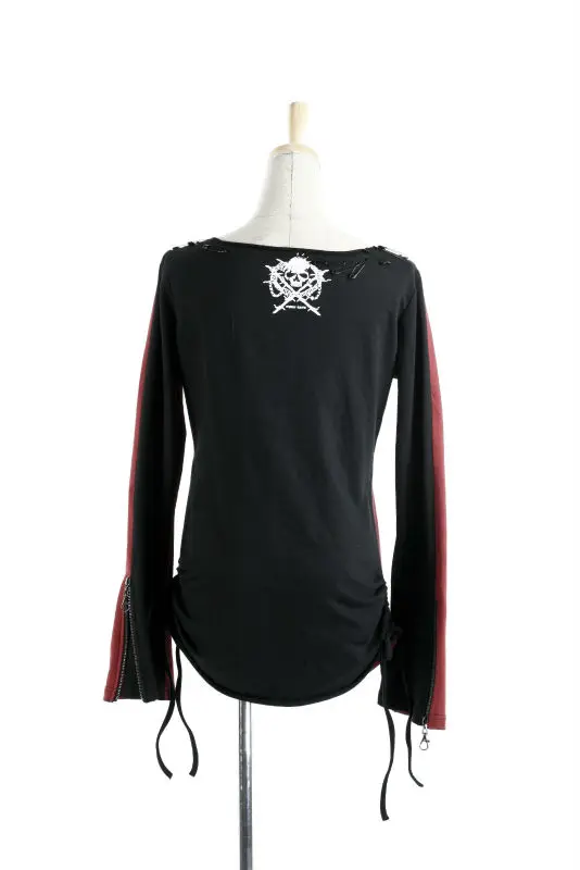 Панк рокабилли Печатный Топ рубашка хлопок Женская мода визуальный kei T272 S-3XL