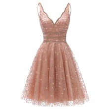 VKbridal/блестящее мини-платье с глубоким v-образным вырезом и кристаллами для выпускного вечера, сверкающие платья для выпускного вечера, короткие платья для девочек