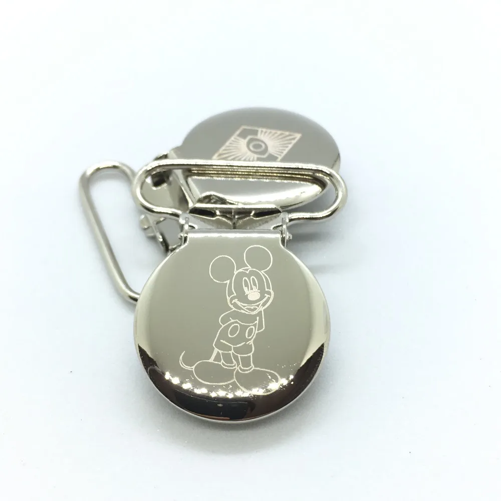 

50pcs 1'' 25mm Custom Engrave Logo Round Suspender Clips Pacifier Clips