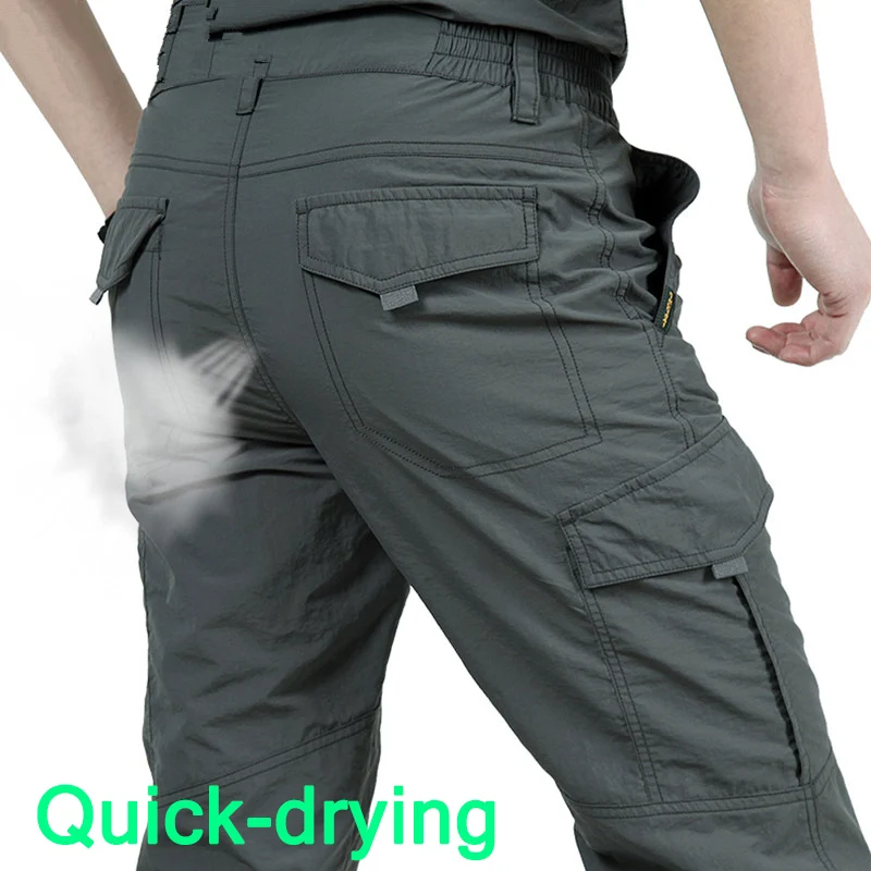 

Breathable Waterproof Quick Dry Casual Pants Men Summer Military Style Long Trousers Men's Tactical Cargo Pants with Pockets