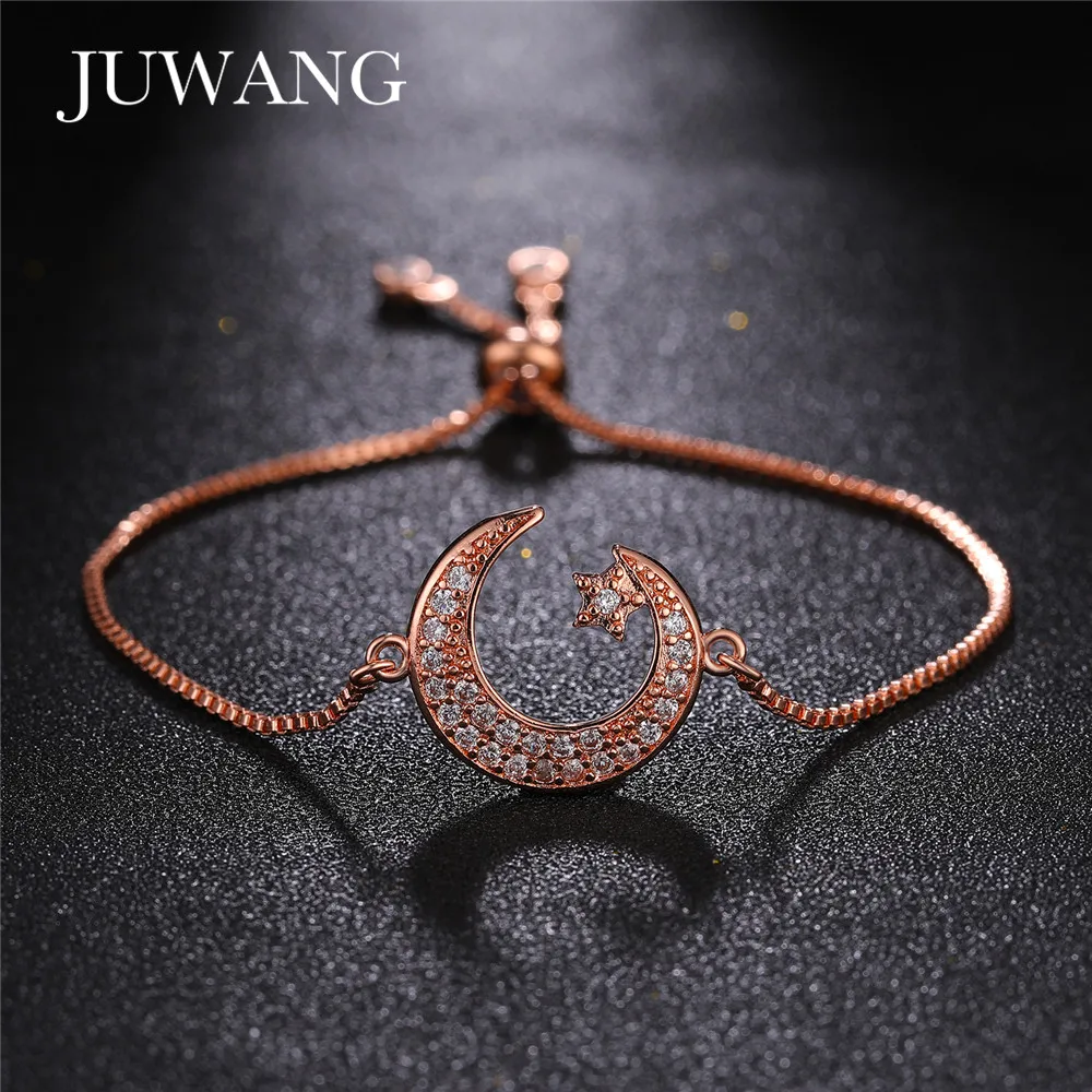 

JUWANG Allah Muslim Bracelets For Woman Eid al-Fitr Ramadan Kareem Mubarak Moon Stars Shape Adjustable Chains Bracelet Gift