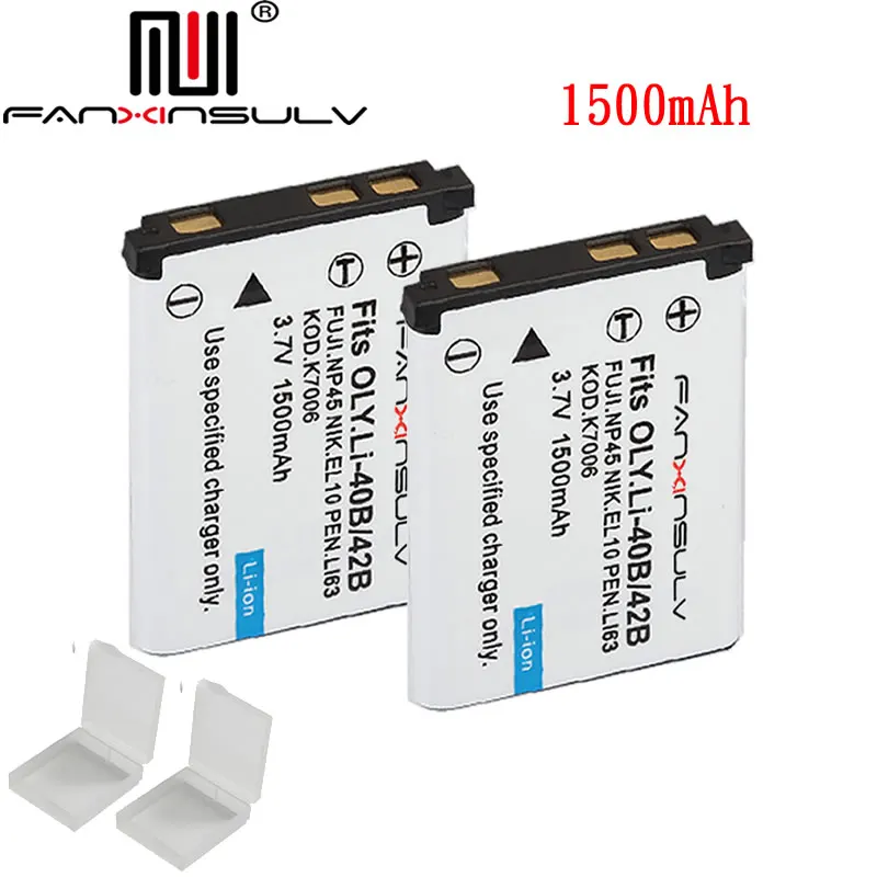 

2PCS Li 42B Li-42B LI-40B Camera Battery for Olympus Pentax D-Li63 Li180 Nikon EN-EL10 Kodak KLIC-7006 CASIO NP-80 BENQ DLI-216