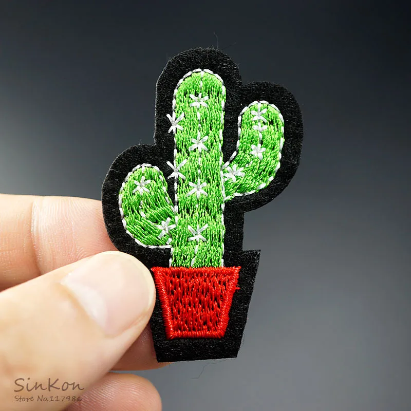 Декоративная нашивка с изображением кактуса (Размер: 3 4x5 см)|decorative applique|cloth