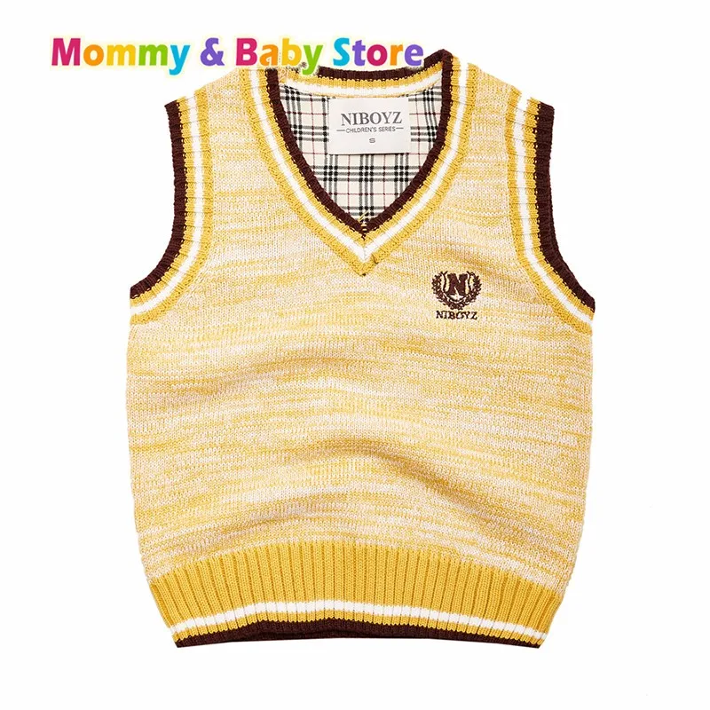 Детский свитер с узором жилет кардиган вязаный в консервативном стиле для