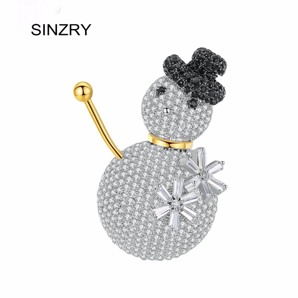 

SINZRY elegant trendy dress jewelry accessory cubic zircon snowman brooches pin brilliant Scarf buckle CZ jewelry