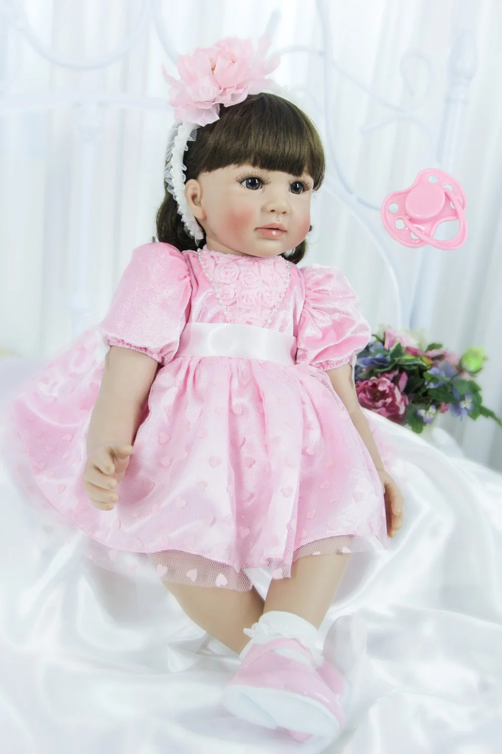 

60cm Silicone Reborn Baby Doll Toys Cute 24'' Vinyl Princess Toddler Babies Doll High-end Birthday Gift Girl Play House Bedtime