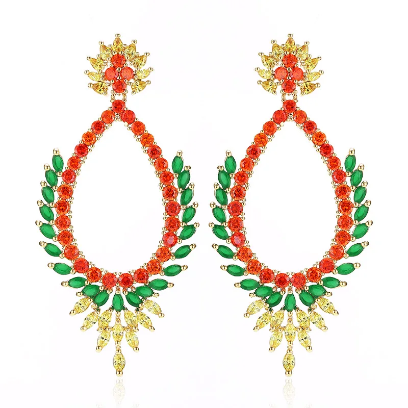 

XIUMEIYIZU Luxury Geometry Long Dangle Earrings for Women Wedding Full Micro CZ Cubic Zircon Bohemia Drop Earrings