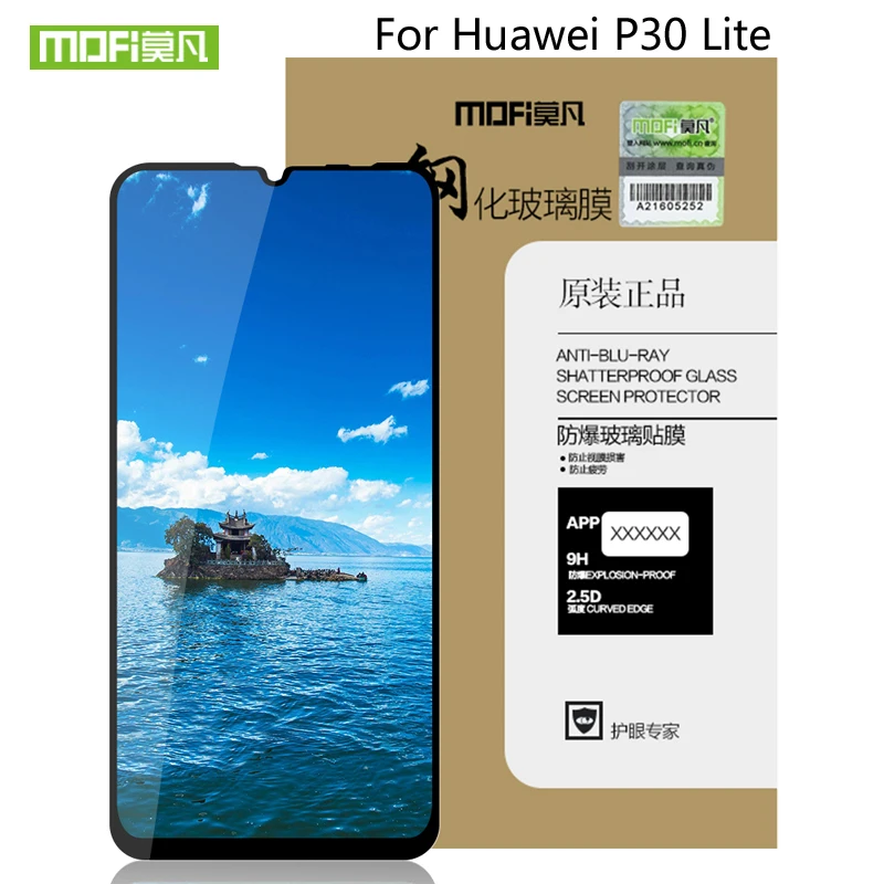 

MOFi glass tempered full cover screen protector For Huawei P30 Lite glass plus protective black film protection For Huawei P30