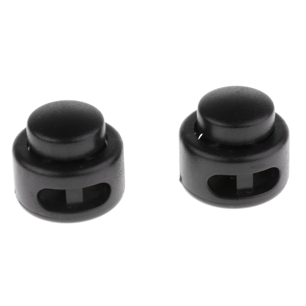2 Pairs Black Double Cord Stops Sliding Shoelaces Lock Replacements for Triathlon Trainer Running Hiking Jogging Clip
