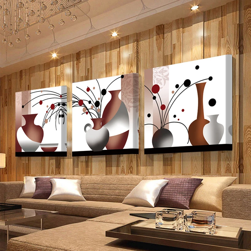 No Frame 3jigsaw Sale Rushed Cuadros Canvas Painting Abstract vase On The Wall Large scale Art ...