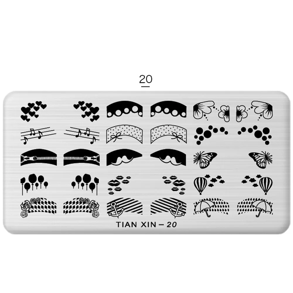 1 Pcs Nail Art Stamp 24 Styles Stamping Image Plate 6*12cm Stainless Steel Nail Template Manicure Stencil Tools - Цвет: 20