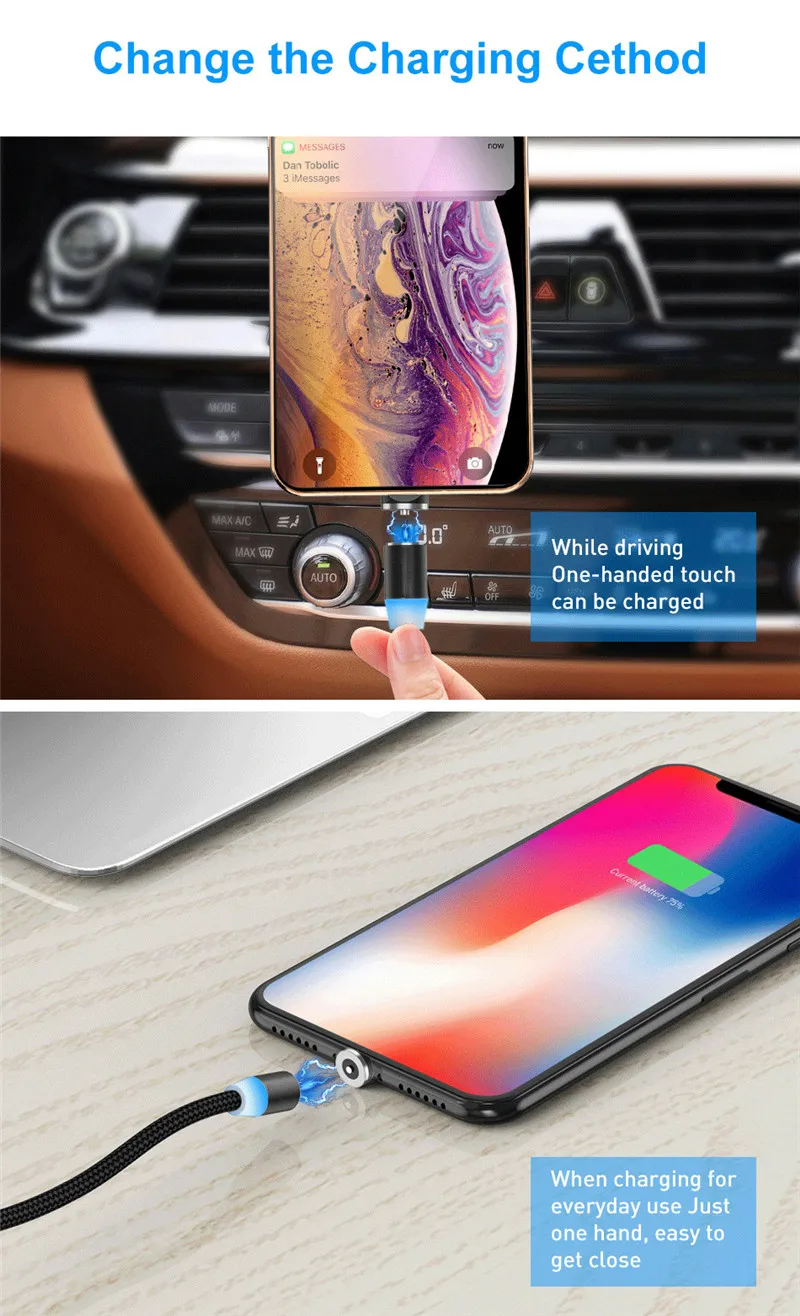Moskado Магнитный адсорбционный кабель для IOS штекер USB кабель Быстрая Зарядка Тип C USB магнитное зарядное устройство Micro USB кабель для передачи данных для iphone