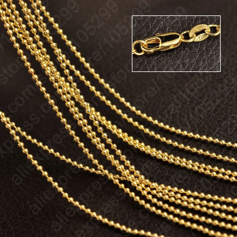 

JEXXI Wholesale Newest Style 5PCS 18 Inches18K Gold Filled Beads Ball Necklace Chains Necklaces Jewelry Pendant Free Shipping