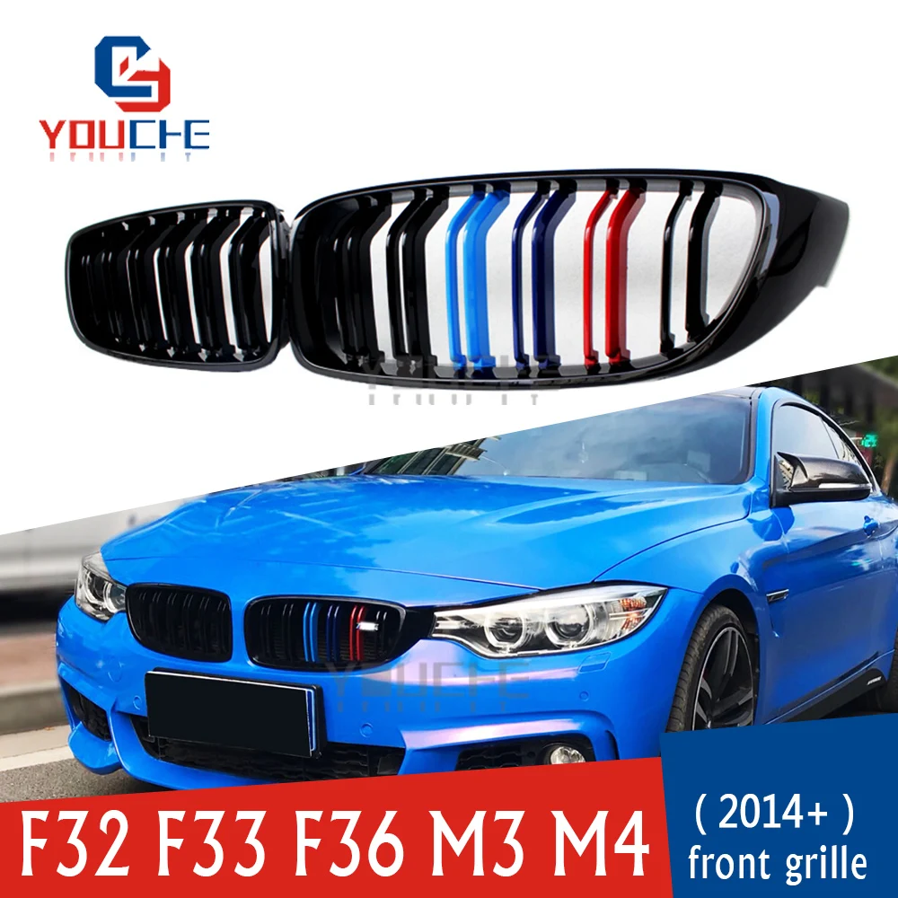 

F32 Gloss M Color Front Kidney Grille for BMW 4 Series F32 F33 F36 M3 M4 F80 F82 Car Styling Racing Grille Mesh 420i 428i 430i