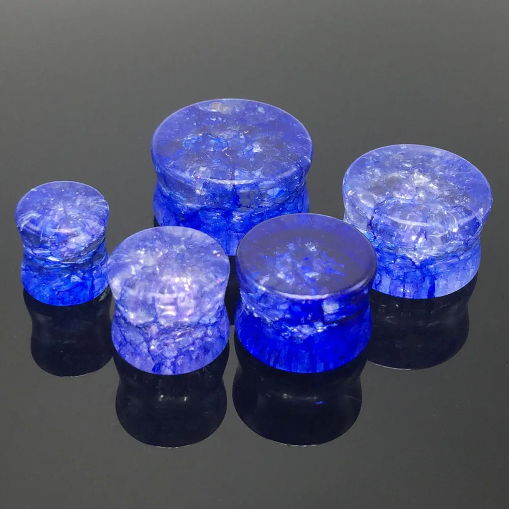 Ear Expander Body piercing Jewelry 1 Pair Organic Shattered Quartz