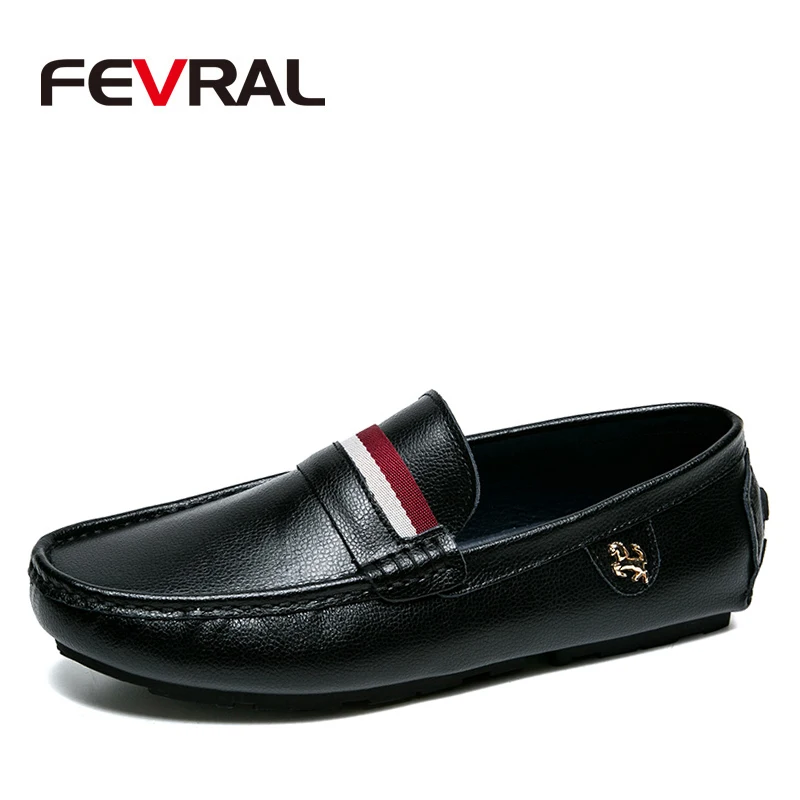 FEVRAL/Новое поступление; мужская повседневная обувь из натуральной кожи; Модные Качественные мокасины для вождения; Лоферы без шнуровки; мужская обувь на плоской подошве; размеры 38-46