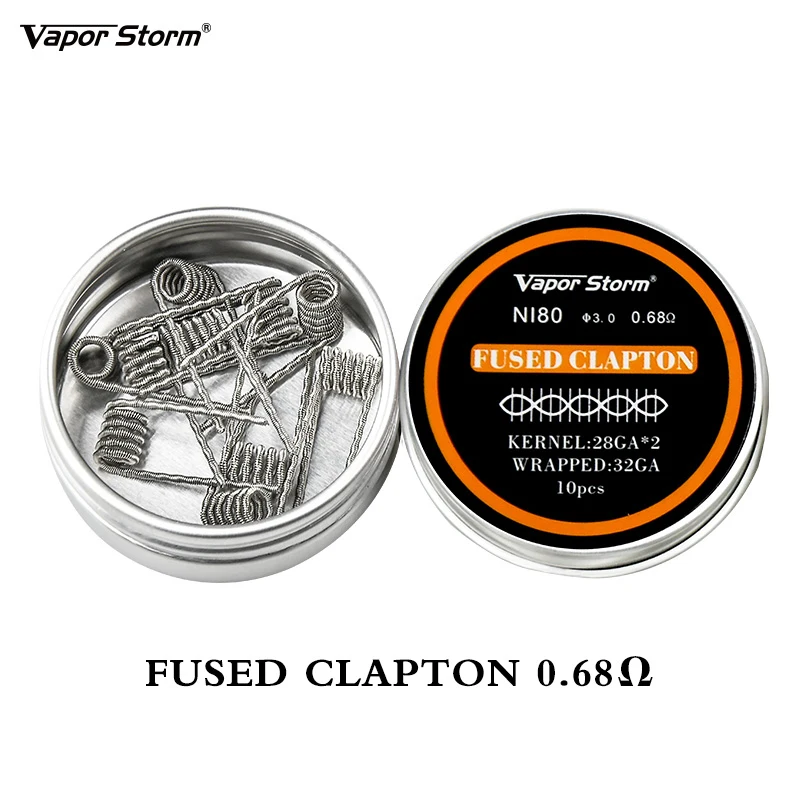 NI80 нихромовая катушка Vapor Storm высокая плотность Alien V2 Juggernaut Предварительно Построенная RDA нагревательная катушка для электронной сигареты RDA RBA RDTA - Цвет: 10x Fused Clapton