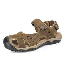 38-48 Plus Größe Männer Sandalen Aus Weichem Leder Sandalen Männer Sommer Stil Mode Braun Grün