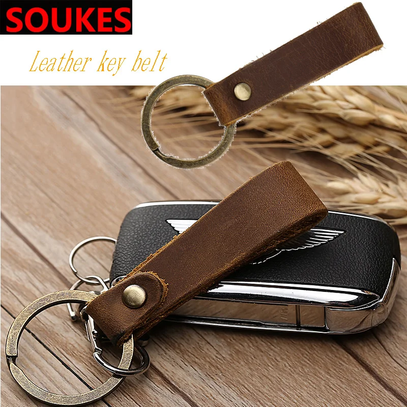 

Genuine Leather Car Styling Key Chain JDM Holder For Mini Cooper Chevrolet Cruze Aveo Lacetti Seat Ibiza Mazda 3 6 CX-5 CX 3 5