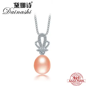

Dainashi Noble Crown Pearl Pendant Elegant Crown Pendant with Natural Rice Round no Flaw Pearl 925 Sterling Silver High Quality