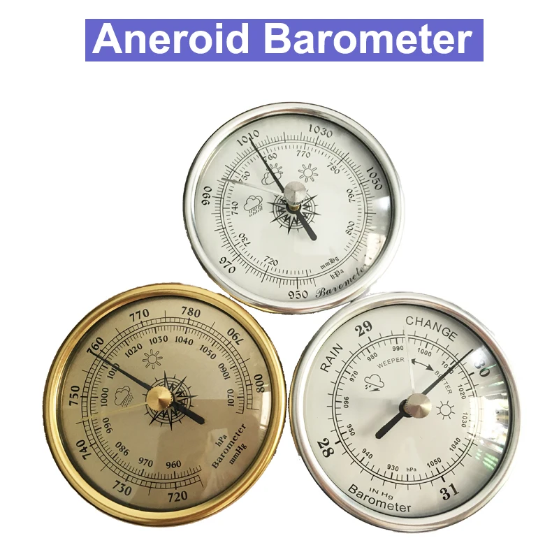 

72mm Precision Aneroid 3 in 1 Barometer 72mm Wall Hanging Barometer 1070hPa Gold Color Round Dial Air Weather Station Tester