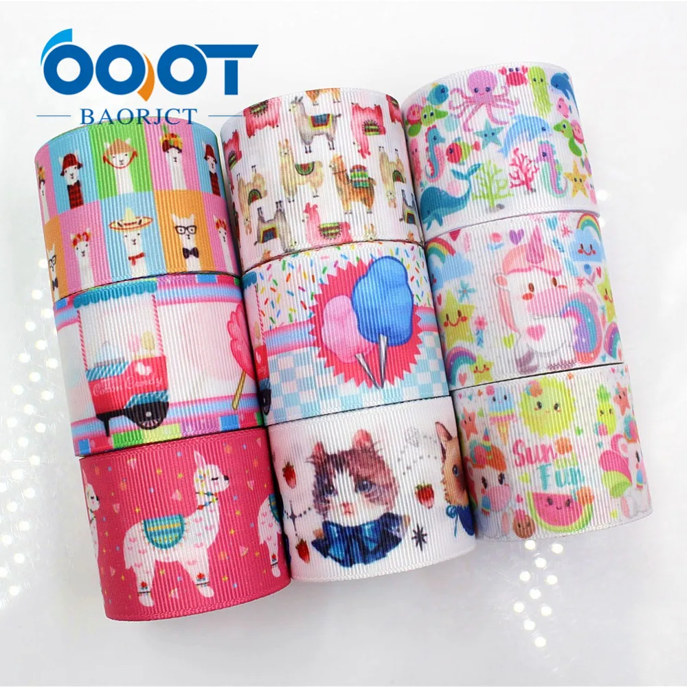 OOOT BAORJCT G-18604-349 38 мм 10 ярдов мультфильм цветные ленты тепловой передачи напечатанный grosgrain Свадебный Материал "сделай сам"