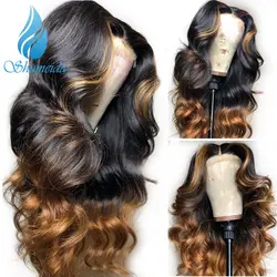 SHD 13*6 Синтетические волосы на кружеве парики для Для женщин индийский парики с волнистыми волосами с средней части человеческих волос 360
