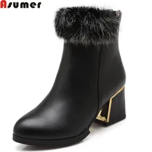 ASUMER/ горячая распродажа; Новое поступление; женские ботинки; модные женские ботинки на молнии; сезон осень-зима; однотонные простые удобные ботильоны